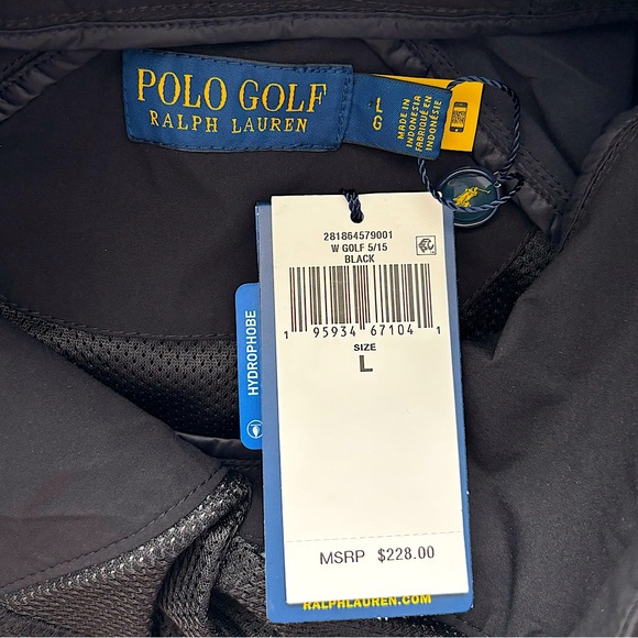 POLO GOLF RALPH LAUREN Packable Anorak Black Hooded Unlined Golf Windbreaker--L - Picture 6 of 15